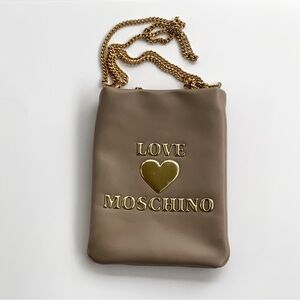 Love Moschino Taupe Chain Crossbody Bag